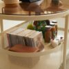 Movable Oval Metal Glass Coffee Table With Storage - White - Image 14