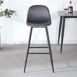 Bar Stool (Set of 2) Modern Counter Bar Height Chair With Back, Sturdy Metal Legs & Footrests, Island Stool For Kitchen Bar - Gray