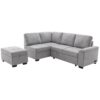Sleeper Sectional Sofa, L-Shape Corner Couch Sofa - Bed With Storage Ottoman & Hidden Arm Storage & USB Charge For Living Room Apartment - Gray - Image 13