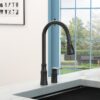 16.9" Kitchen Sink Faucet With Separate Handle And Pull Down Sprayer, Lead Free Brass - Matte Black - Image 2