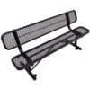 6' Outdoor Steel Bench With Backrest - Black - Image 4