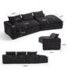 Modern Minimalist Modular Sectional Sofa With Deep Seats And Right Facing Chaise Upholstered Fabric - Black - Image 3