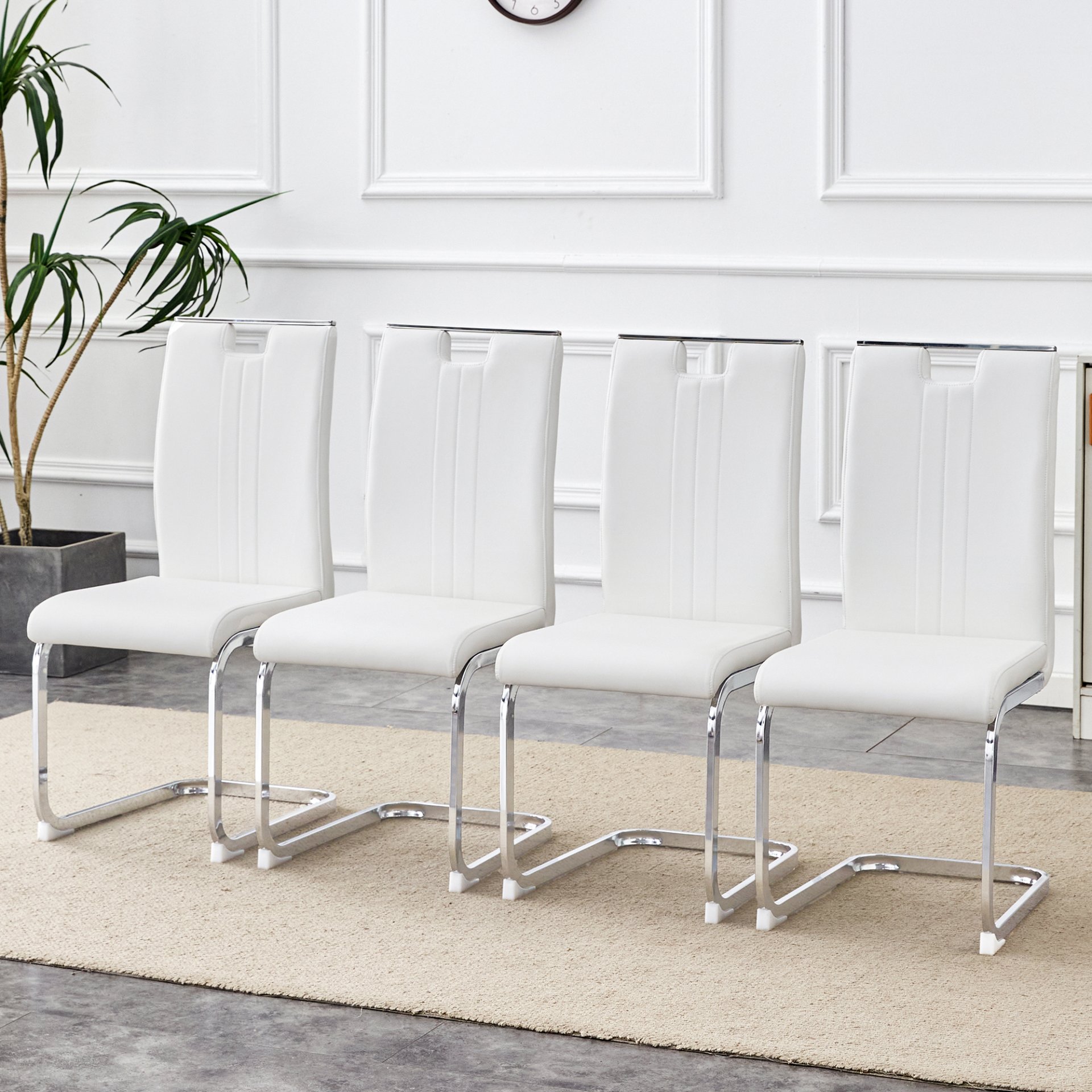 (Set of 4) Material Bow Shaped Chairs Adding Fashion To Minimalist And Contemporary Home Styles - White - Image 2
