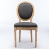 French Style Solid Wood Frame Antique Painting Linen Fabric Back Dining Chair (Set of 2) - Dark Gray - Image 4
