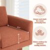 360° Modern Swivel Accent Chair Round Armchair, Thick Padded Single Lounge Sofa Upholstered Comfy - Brick Red - Image 5