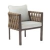2 Pieces Outdoor Metal Patio Club Chair, Patio Furniture Arm Chair With Cushion, Modern Outdoor Furniture Deep Seating For Porch, Garden, Backyard, Balcony - Brown / Light Gray - Image 6
