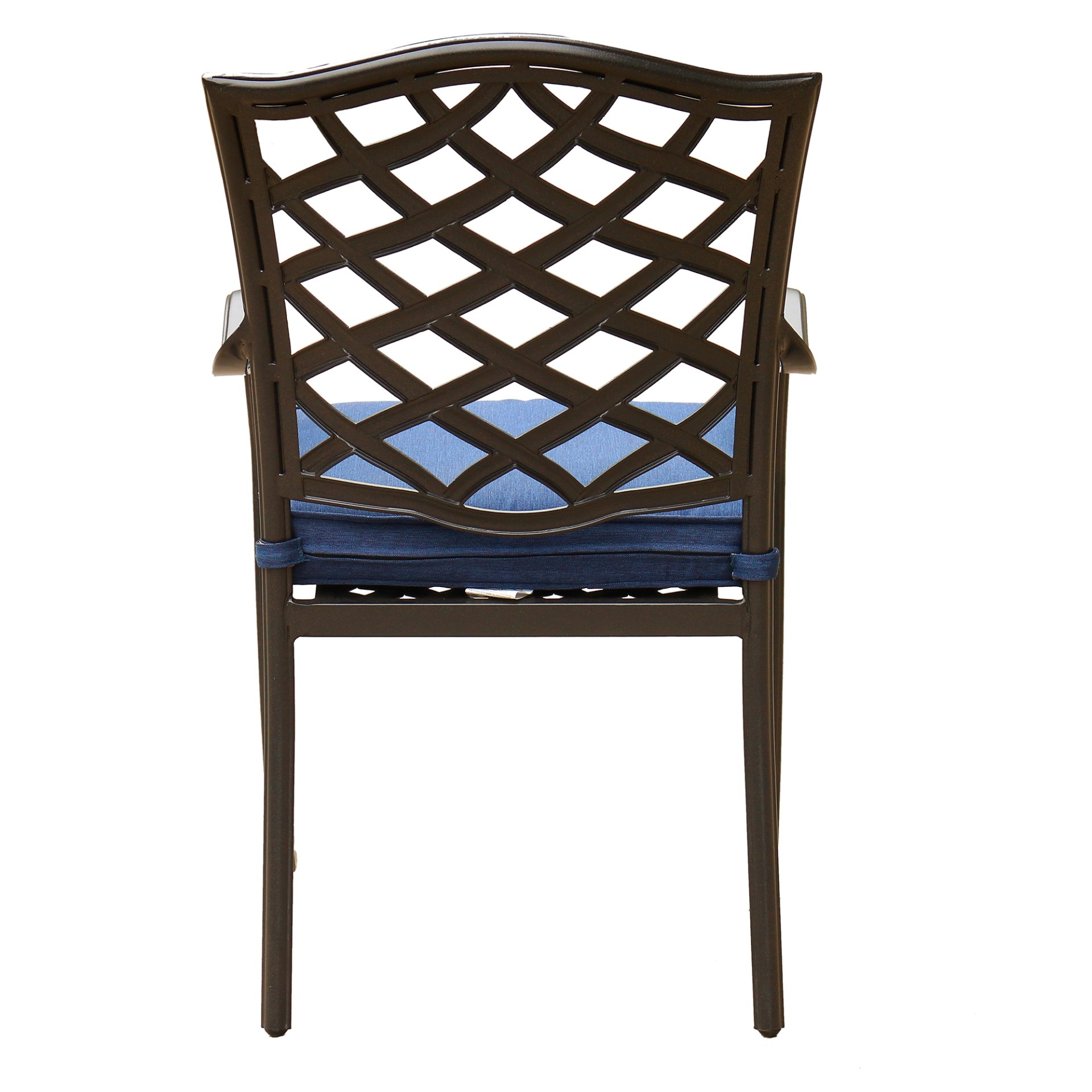 Outdoor Patio Aluminum Dining Arm Chair With Cushion (Set of 2) - Navy Blue - Image 4