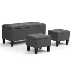 Dover - 3 Piece Storage Ottoman - Slate Gray