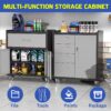 Sturdy Metal Tool Storage Cabinet With Wheels Durable Garage, Office & Home Organizer Steel - White - Image 9