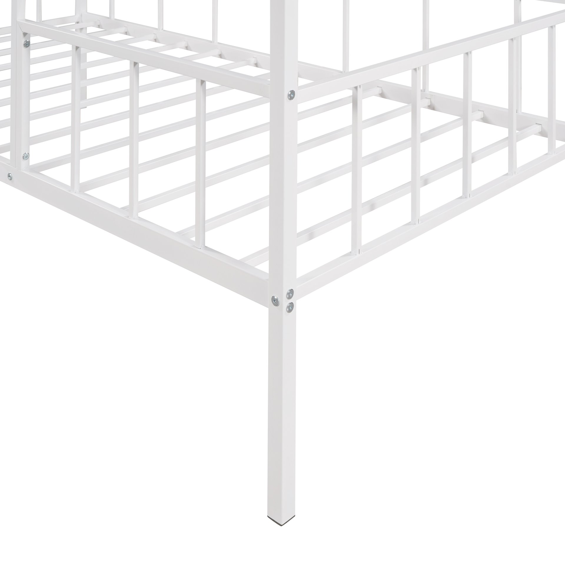 House Bed Frame Twin Size With Slatted Support No Box Spring Needed - White - Image 8