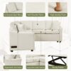 L-Shaped Sofa Convertible Sofa Bed Pull Out Sofa Sleeper With Two Back Pillows, Two USB Ports And Two Power Sockets For Living Room - Beige - Image 7