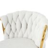 Modern Design High Stool With Gold Plated Legs Linen Bar Chair For Kitchen Dining And Cafe (Set of 2) - White - Image 6