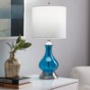 Jasmine - Contemporary Lamp - Clear Sapphire Blue Seeded / Nickel / White - Image 4