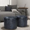 Connor - Round Pouf - Distressed Navy Blue - Image 5