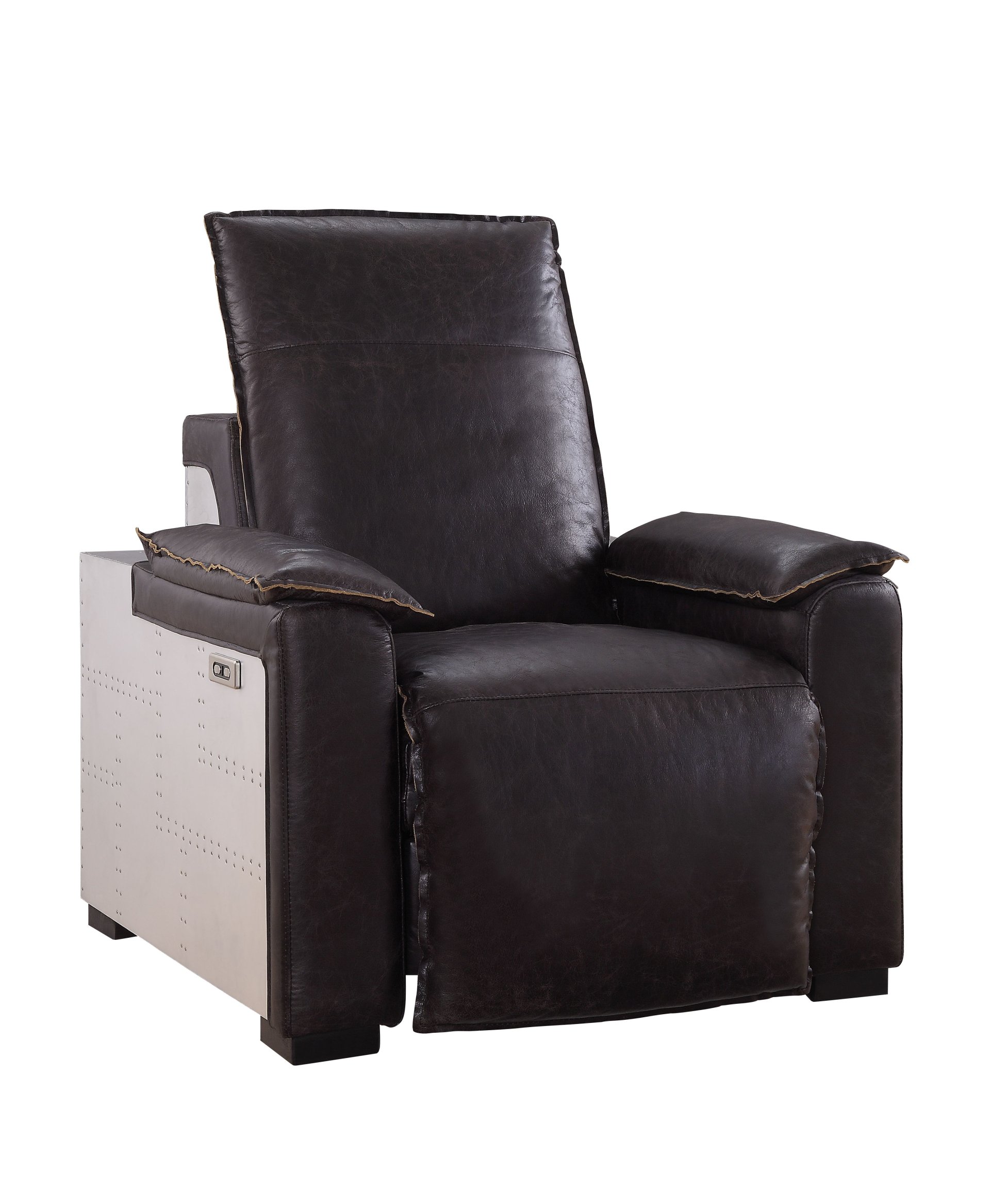 Misezon - Top Grain Leather Power Motion Recliner - Dark Brown - Image 14