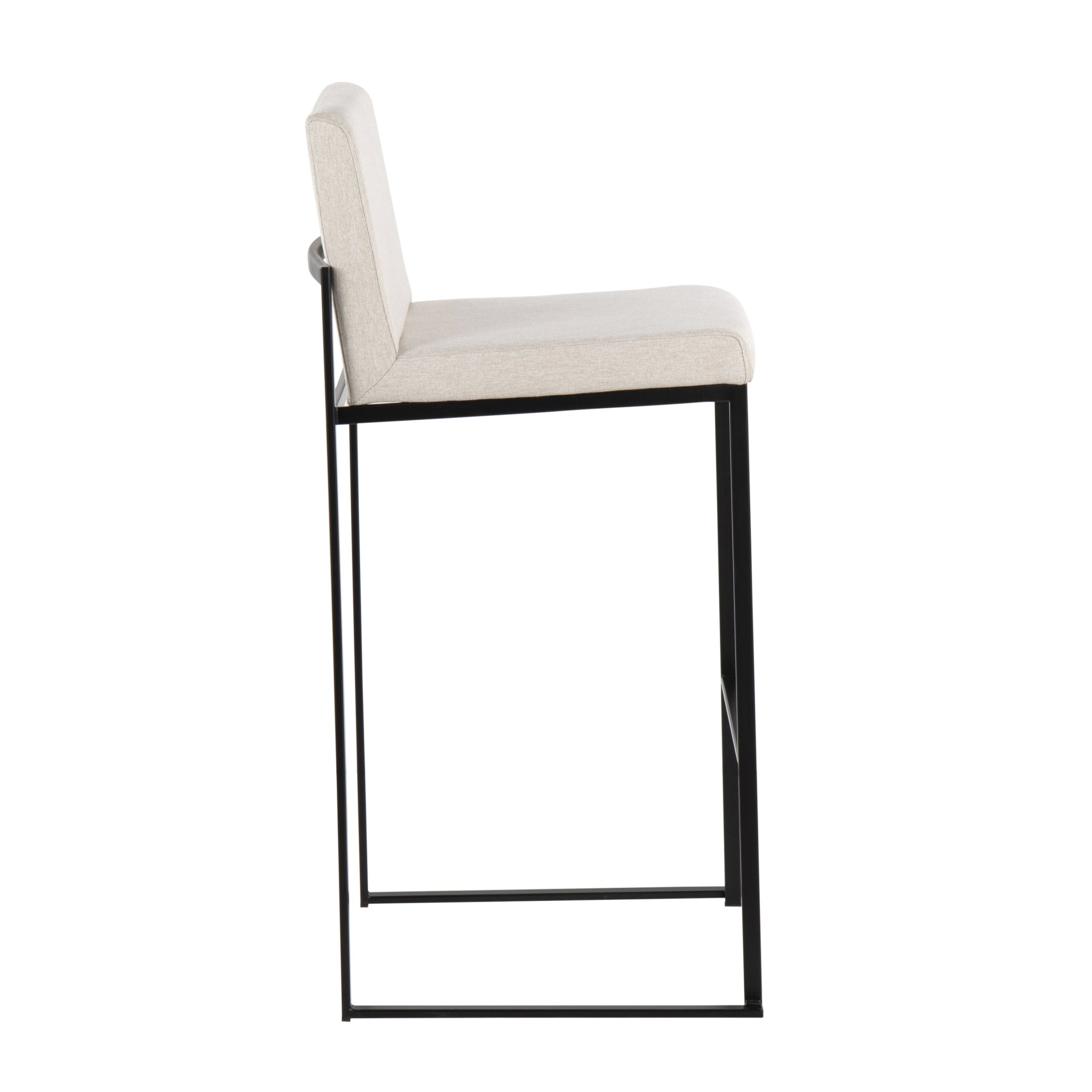 Fuji - Contemporary High Back Barstool (Set of 2) - Black / Beige - Image 3