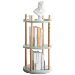 Storage Shelf, 360° Rotating Bookshelf, 3 Tier Bookcase With Large-Capacity Storage Space, Multifunctional Storage Rack, Compact Design For Living Room - Natural