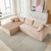 Compression Sectional Couch With Comfy Chaise, Boneless L Shape Sofa With Deep Seat, Minimalist Modular Couches Sleeper - Beige - Image 10