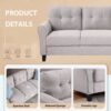 Modern Living Room Sofa Set Linen Upholstered Couch Furniture For Office Or Home - Gray - Image 6