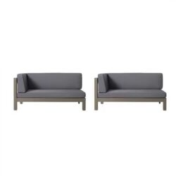 Aura - 2 Piece Outdoor Set With X Back Left Bench And Corner - Dark Gray