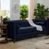 Jack - Modern Tuxedo Tufted Sofa - Dark Navy Blue - Image 14