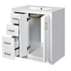 Bathroom Vanity With Ceramic Sink Combo, Frame Bathroom Storage Cabinet, Freestanding Vanity Set With 3 Drawers & Soft Closing Doors - White - Image 10