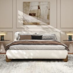 Alpine - Queen Puffy Modern Platform Bed - Ivory White