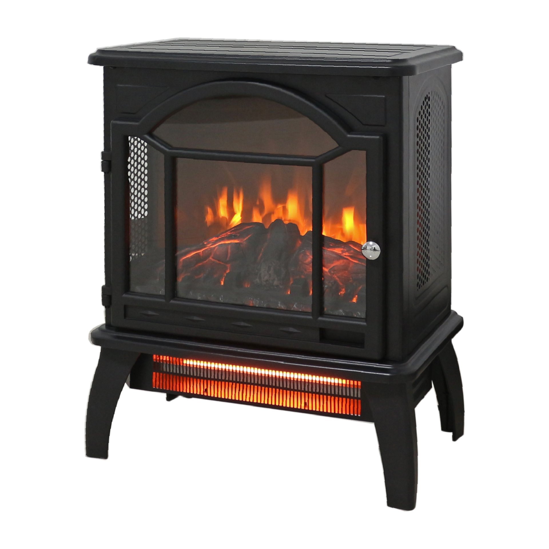 18" 3D Flame Electric Infrared Quartz Fireplace Stove With Remote Control - Antique Black - Image 9