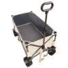 Folding Wagon, Heavy Duty Utility Beach Wagon Cart For Sand With Big Wheels, Adjustable Handle & Drink Holders For Shopping, Camping, Garden And Outdoor - Antique White / Gray - Image 6