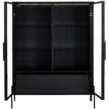 Modern Minimalist Style LED Curio Cabinet With Tempered Glass Door, Metal Legs - Black - Image 5