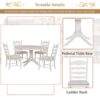 5 Piece Retro Functional Dining Table Set With Extendable Round Table And Upholstered Chairs - Antique White - Image 8