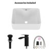 Rectangular Vessel Sink With Faucet & Drain - White / Black - Image 9