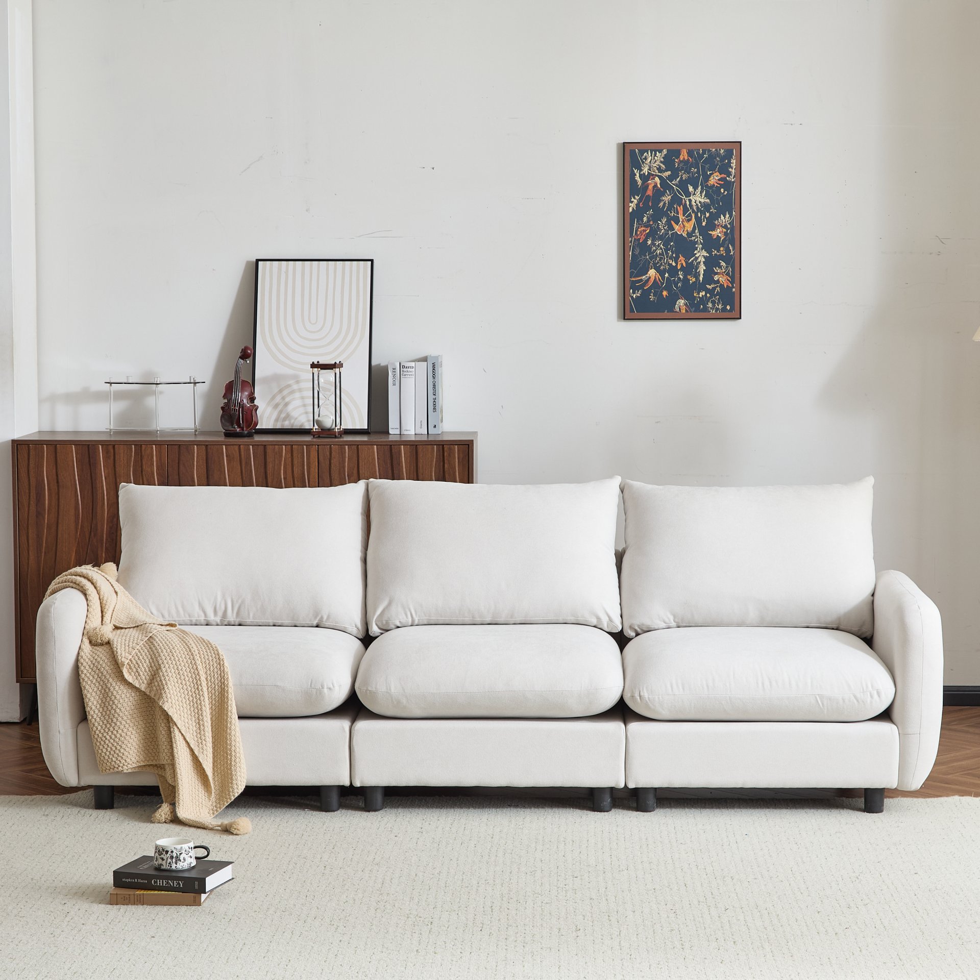 3 Piece Modular Free Combination Sectional Sofa Couch - White - Image 6