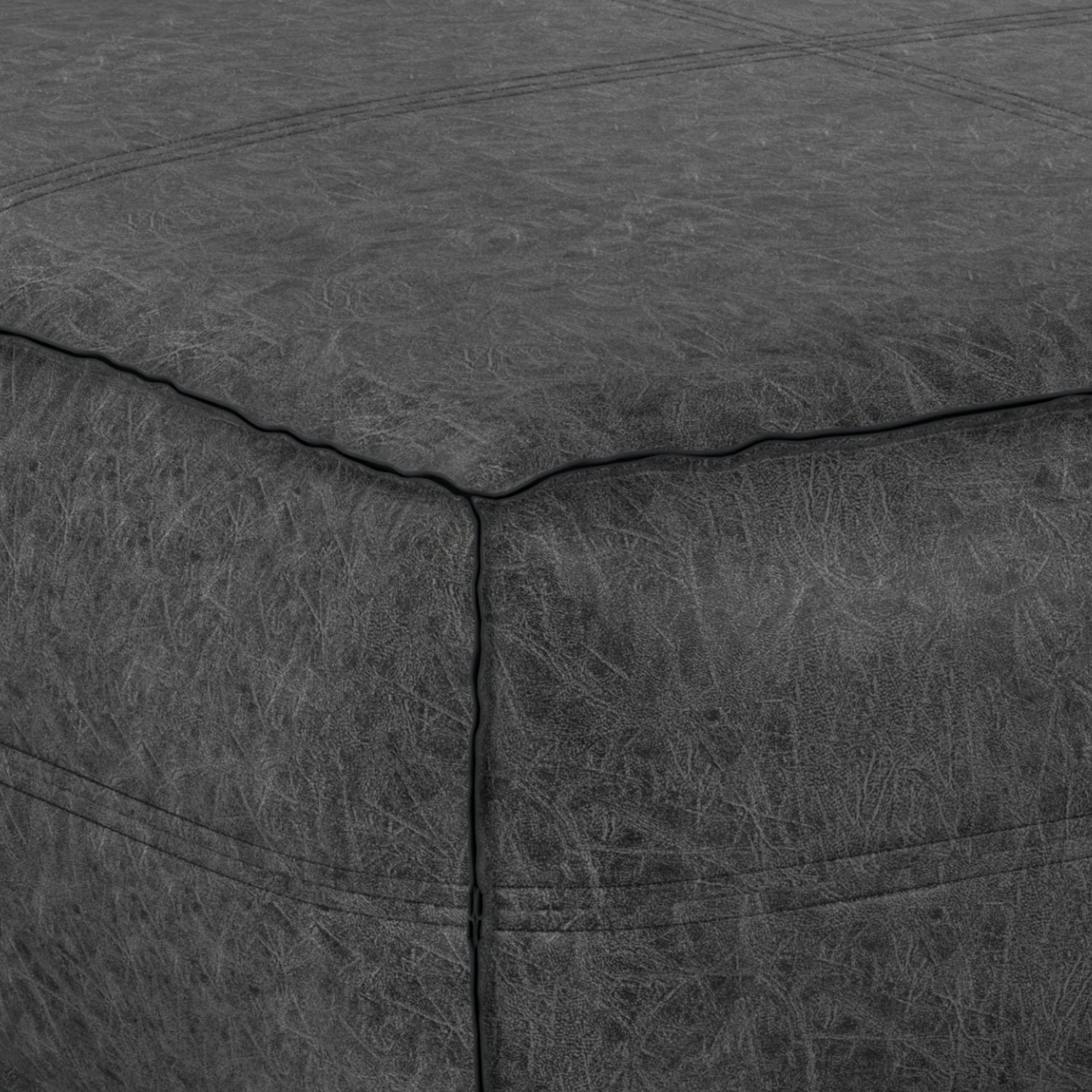 Brody - Extra Large Coffee Table Pouf - Distressed Black - Image 2