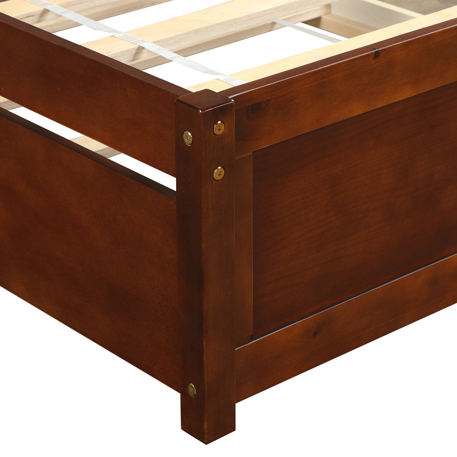 Twin Size Platform Bed Frame With Trundle - Walnut - Image 10