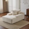 Oversized Chaise Lounge Chair Cozy Cloud Couch, Plush Corduroy Upholstered Sleeper Sofa Daybed With 3 Throw Pillows And Wide Armrest For Living Room - White - Image 11