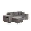 Modern L-Shape 3 Seat Reversible Sectional Couch, Pull Out Sleeper Sofa With Storage Chaise And 2 Stools For Living Room Furniture Set - Knox Charcoal - Image 12