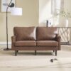 Mid Century Modern Loveseat Sofa With USB, 2 Seater Couch, Removable Pillow Covers - Brown - Image 4
