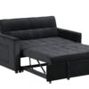 Maeve - Velvet Convertible Sleeper Loveseat With Tufting and Side Pocket - Black - Image 2