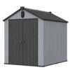 Modern Resin Plastic Storage Shed 6X8Ft For Backyard Garden Tool Storage - Black / Gray - Image 14