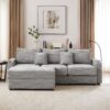 Modern Style 3 - Seater Sofa Sectional Sofa Couch With Storage Space, A Movable Ottoman, Two USB Ports, Two Cup Holders, A Phone Holder For Living Room - Gray - Image 16