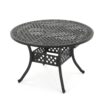 Outdoor Expandable Aluminum Dining Table With Latticework Details And Curvy Legs - Black - Image 7
