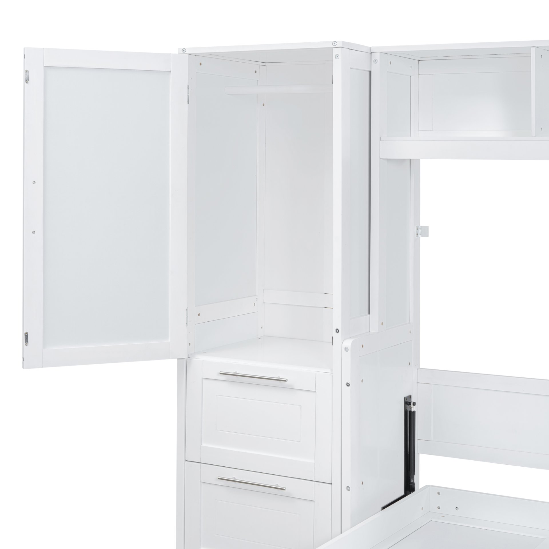 Full Size Murphy Wall Bed With Closet And Drawers - White - Image 13