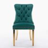 Nikki - Modern, High-End Tufted Solid Wood Contemporary Velvet Upholstered Dining Chair With Golden Stainless Steel Plating Legs, Nailhead Trim (Set of 2) - Green - Image 3