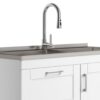 Shaker - Modern Wide Laundry Cabinet With Faucet And Stainless Steel Sink - White - Image 4