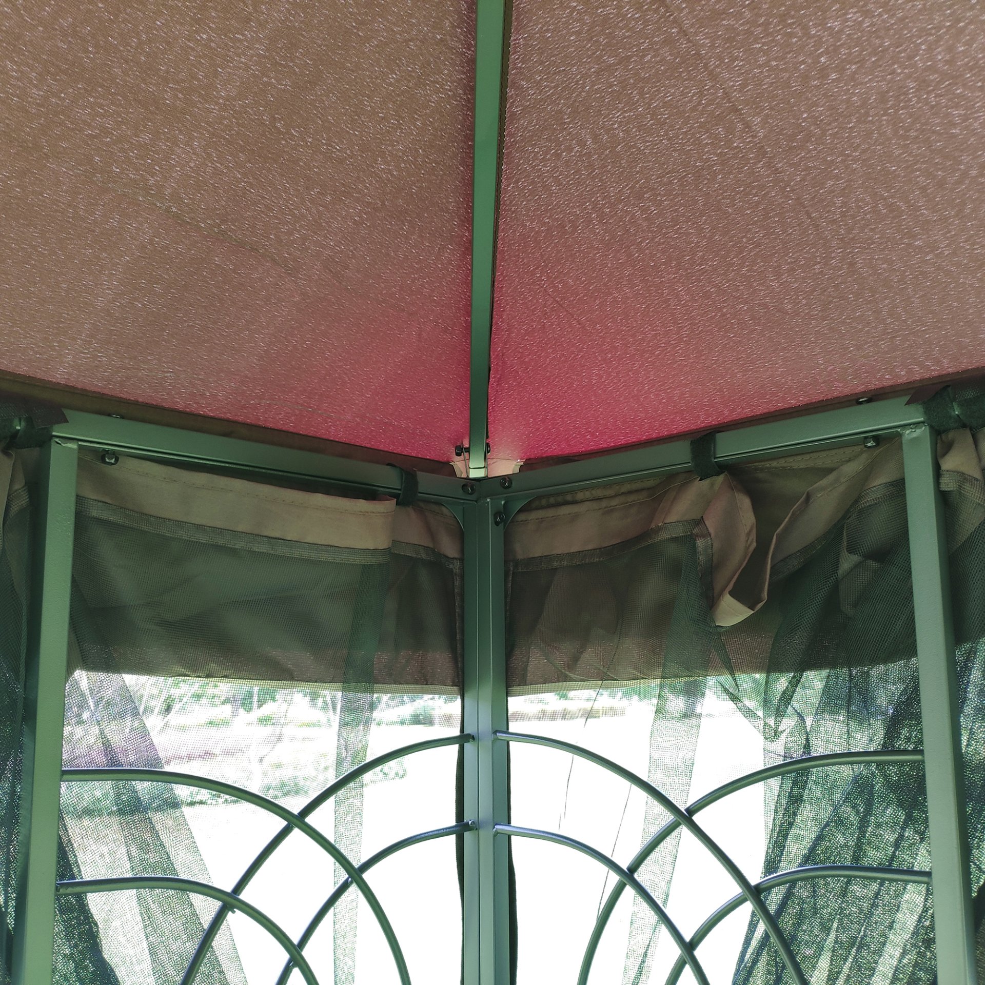 13 0 Outdoor Patio Gazebo Canopy Tent With Ventilated Double Roof And Mosquito Net (Detachable Mesh Screen On All Sides) Suitable For Lawn Garden Backyard And Deck Top - Brown - Image 12