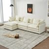 Modular Comfortable Cloud Sofa Ottoman Style Combination Chenille Sofa With Deep Seat Cushions - White - Image 4
