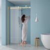 Single Slide Shower Door With 8Mm Tempered Glass And Stainless Steel Frame - Gold - Image 5