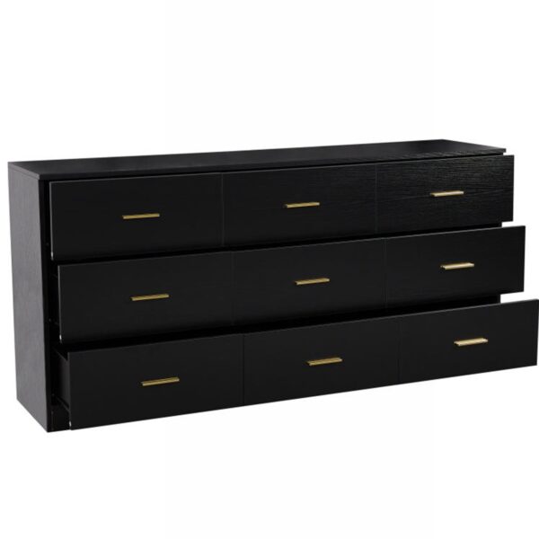 9 Drawer Dresser For Bedroom Ample Storage Wide Chest Of Drawers - Black