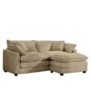 Retro Modern Corduroy 2 Seater Sofa With Ottoman Cozy For Small Spaces - Tan - Image 7